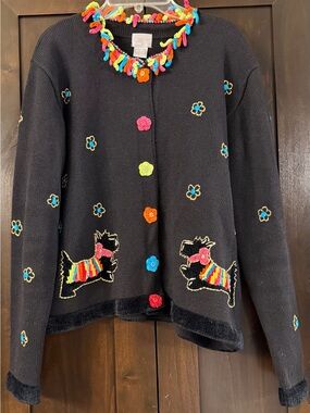 Vintage Berek Scottie Dog Cardigan Sz L